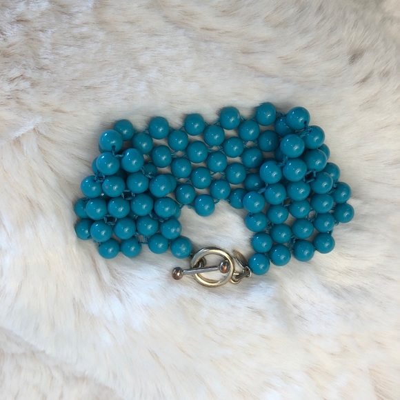 Talbots Teal Beaded Bracelet w/ Gold Toggle Clasp - Picture 2 of 3